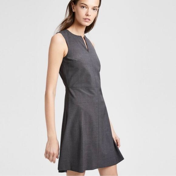 Theory Dresses & Skirts - Theory Miyani Gray Sleeveless Split Neck Mini A-Line Shift Tank Dress Size 2